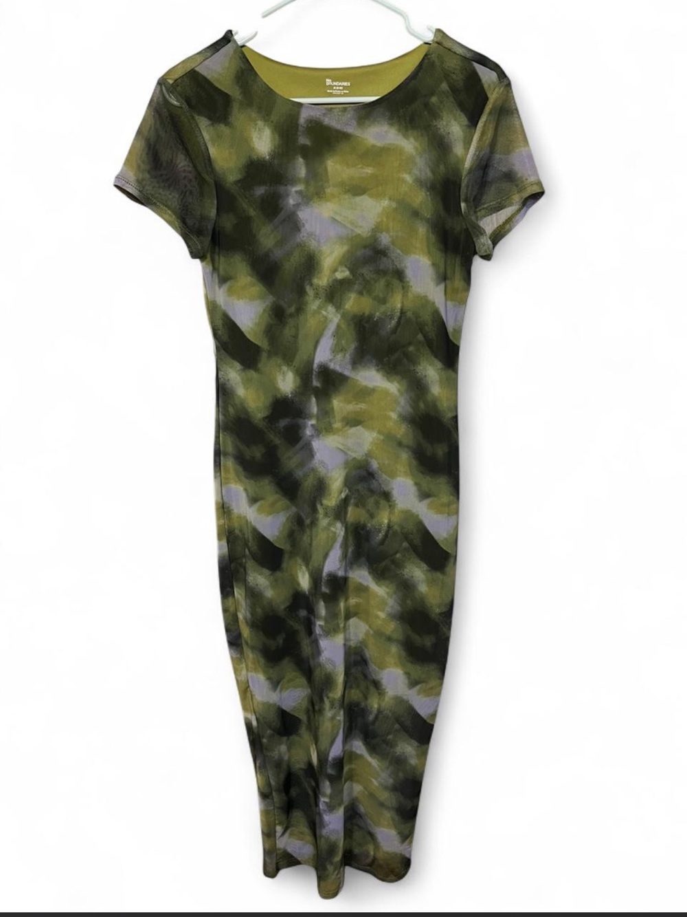 No Boundaries Olive & Black Tie-Dye Midi Bodycon Dress